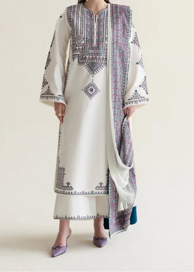 Embroidered 3pc Lawn Dress With Printed Lawn Dupatta