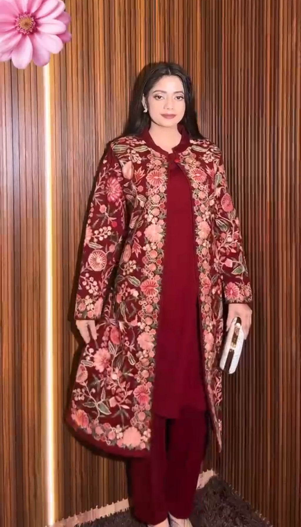 Riwaj Kashmiri Embroidered Coat Style Dress 3-Piece