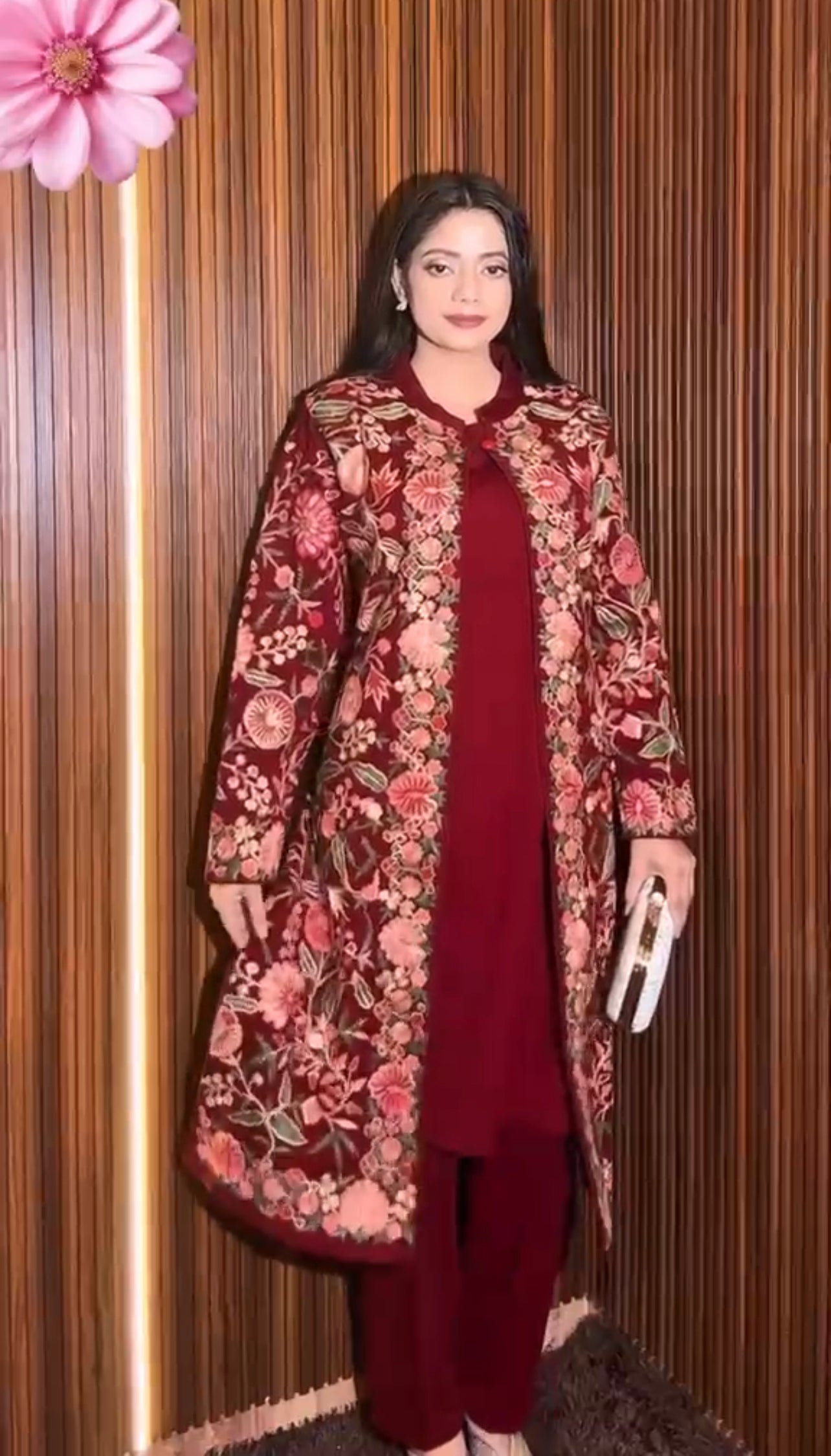 Riwaj Kashmiri Embroidered Coat Style Dress 3-Piece