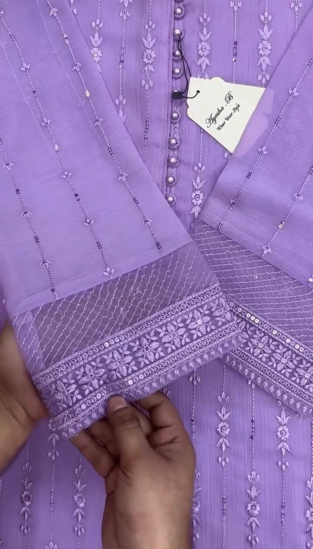 Riwaj Purple Embroidered 3 Piece