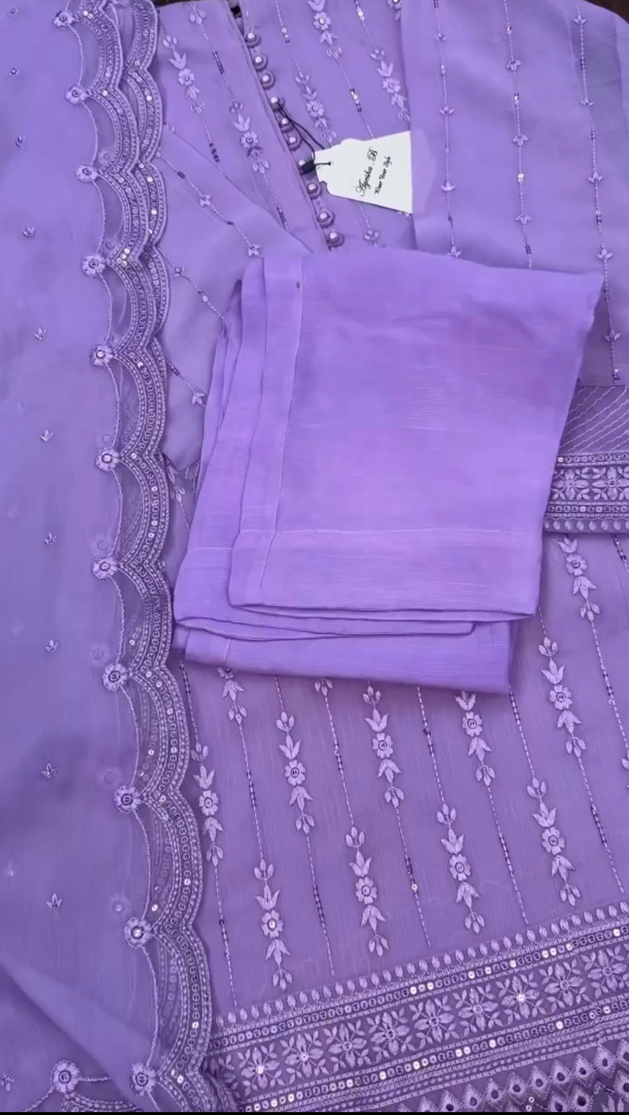 Riwaj Purple Embroidered 3 Piece