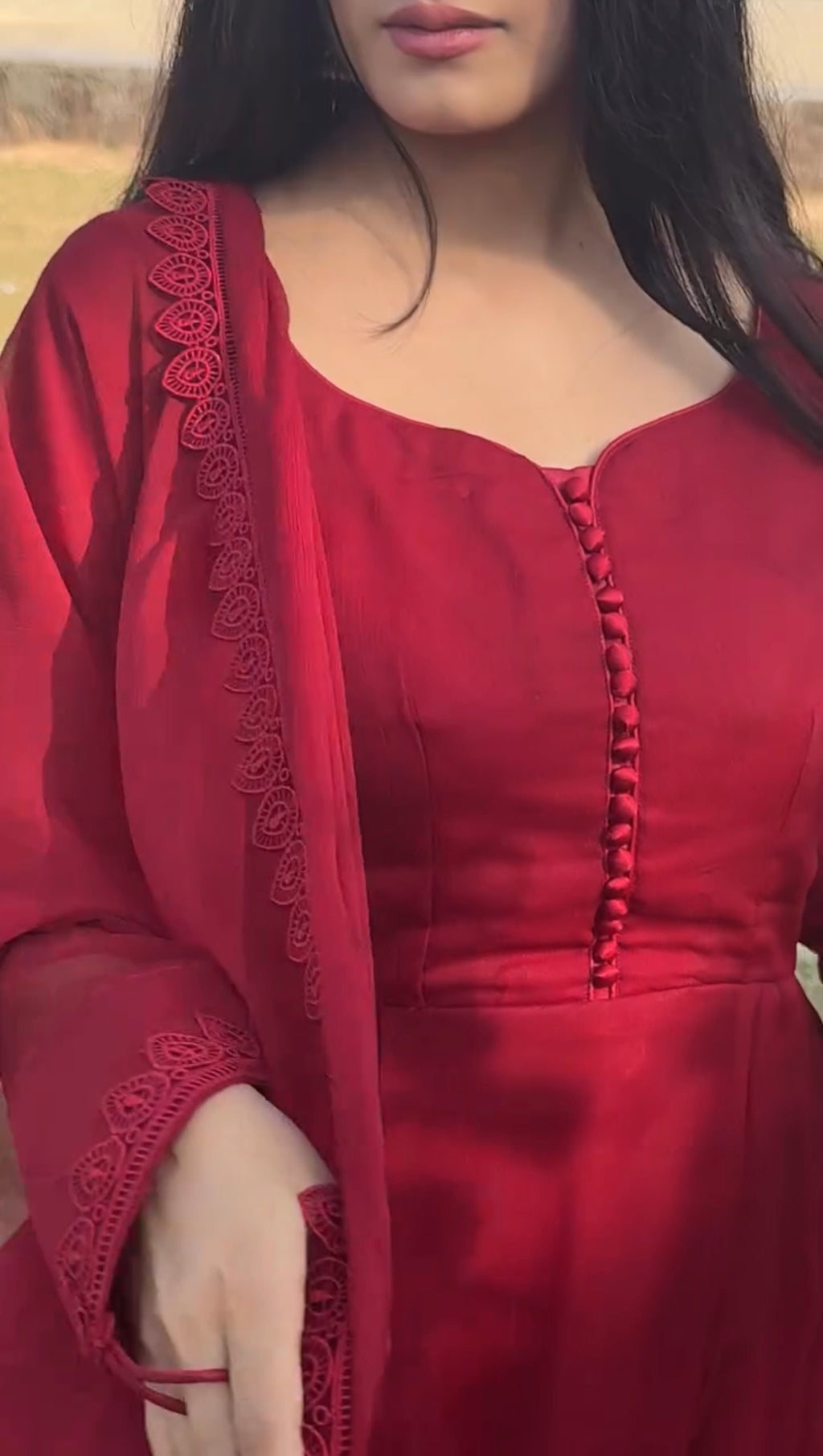 Maroon Frock- Ready to wear 3Pcs