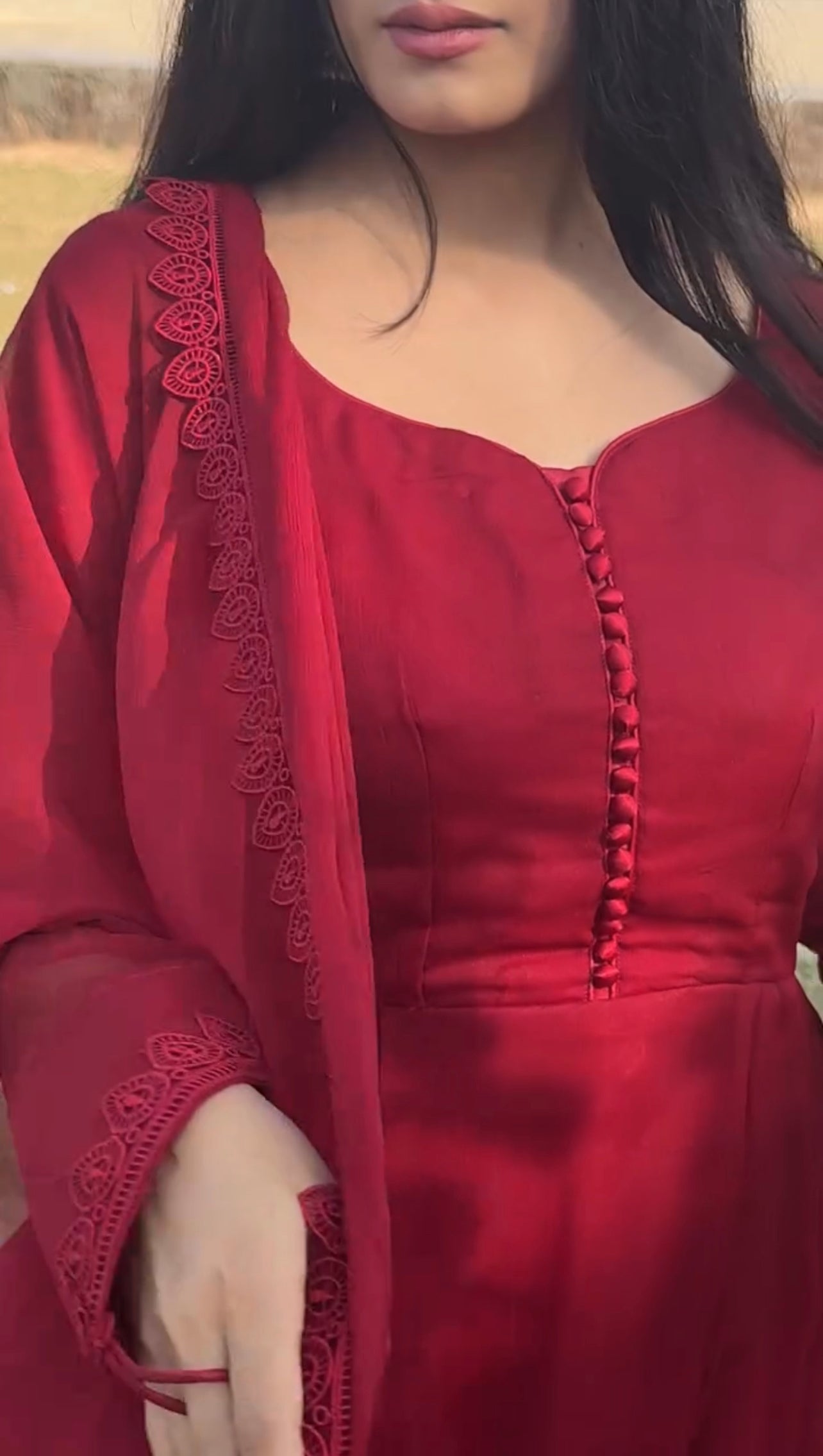 Maroon Frock- Ready to wear 3Pcs
