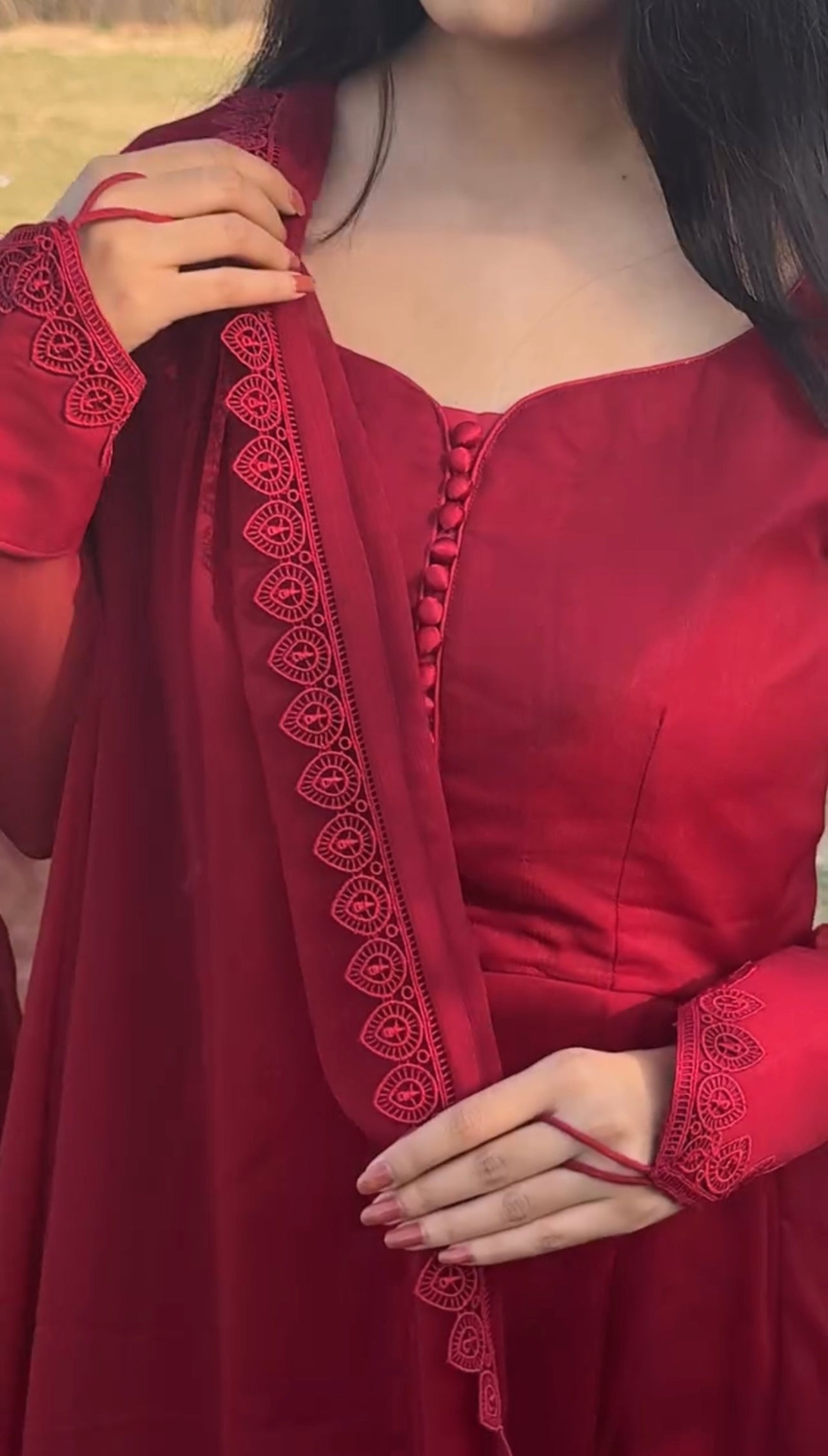 Maroon Frock- Ready to wear 3Pcs