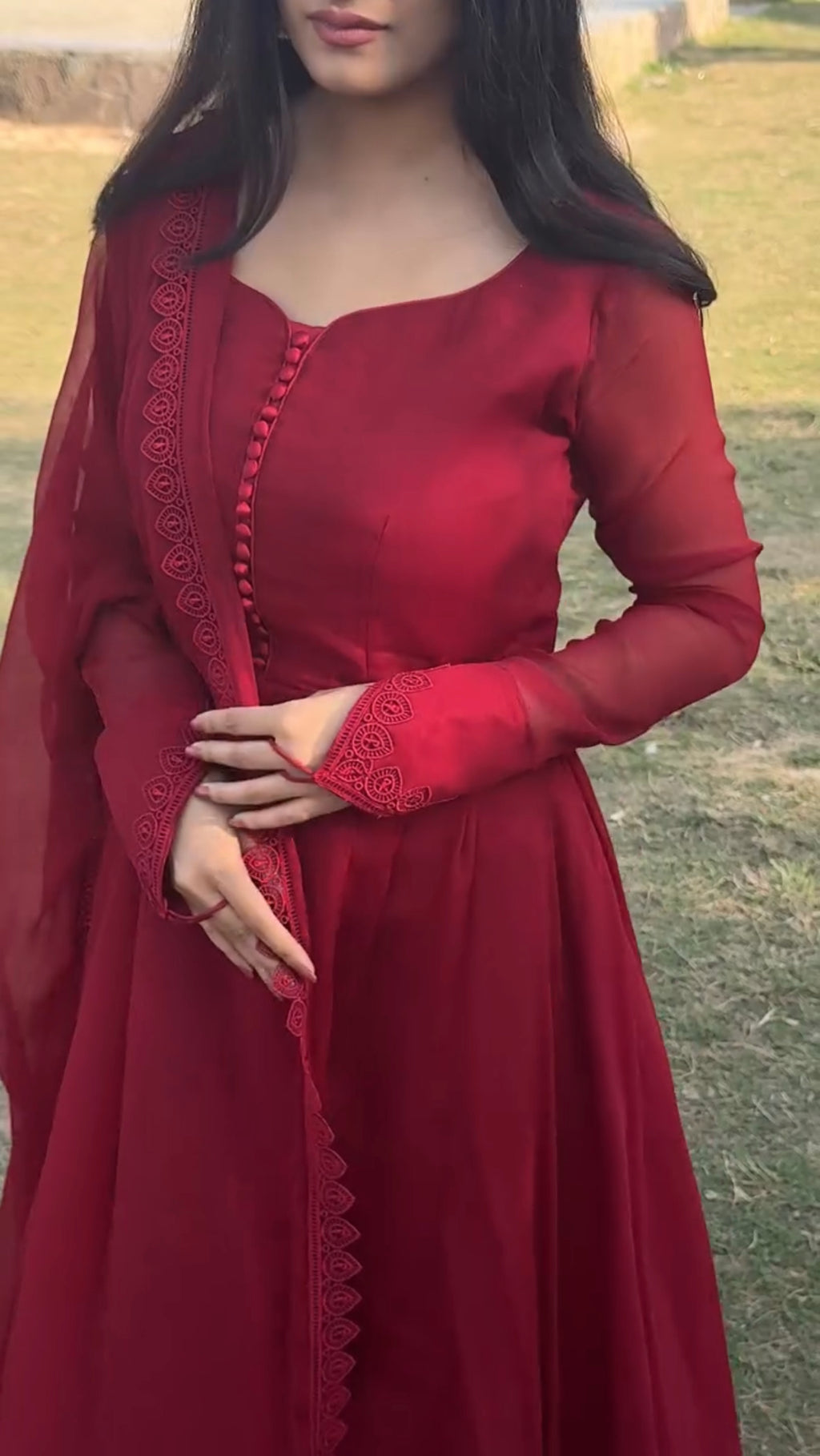 Maroon Frock- Ready to wear 3Pcs