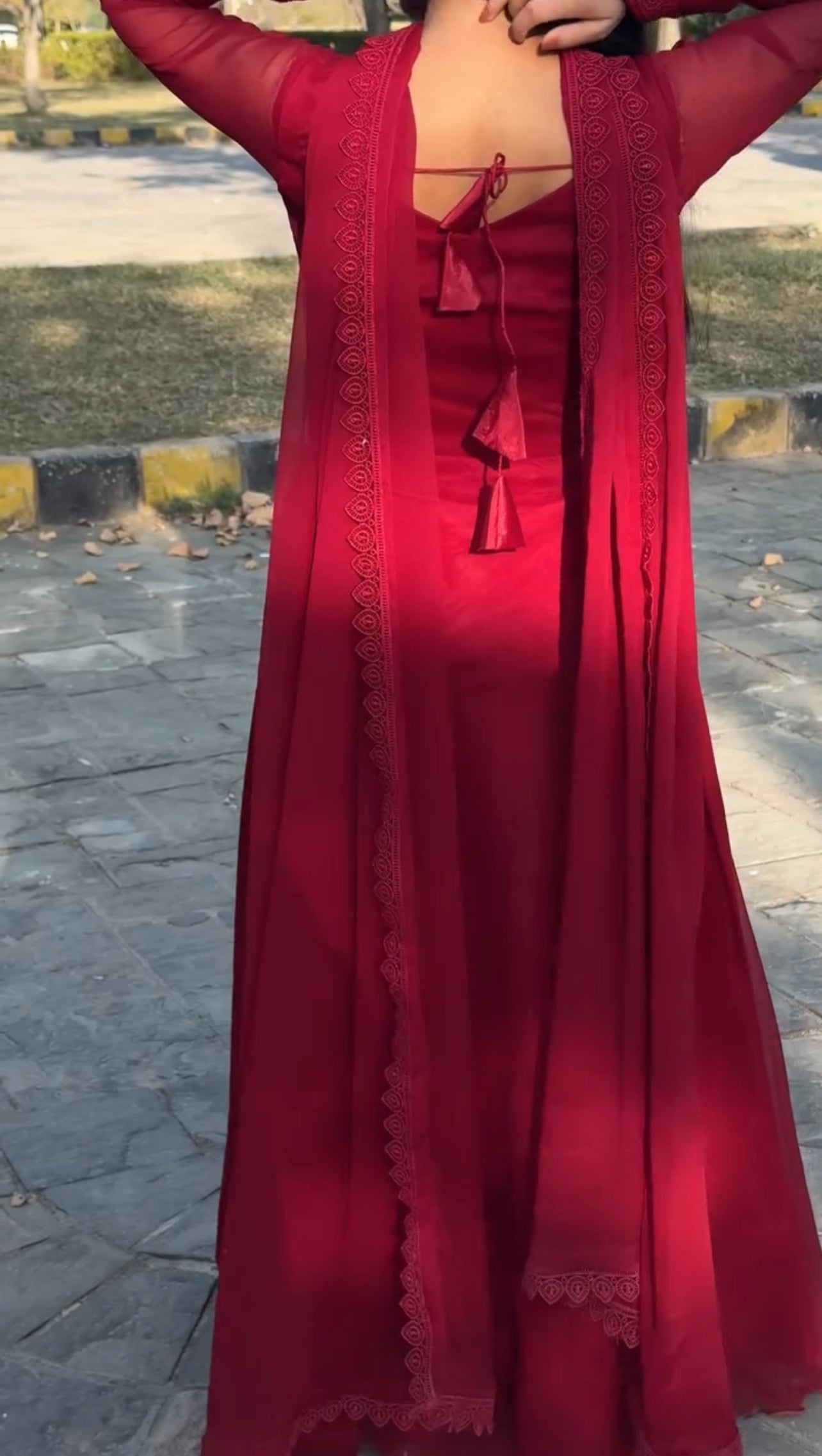 Maroon Frock- Ready to wear 3Pcs