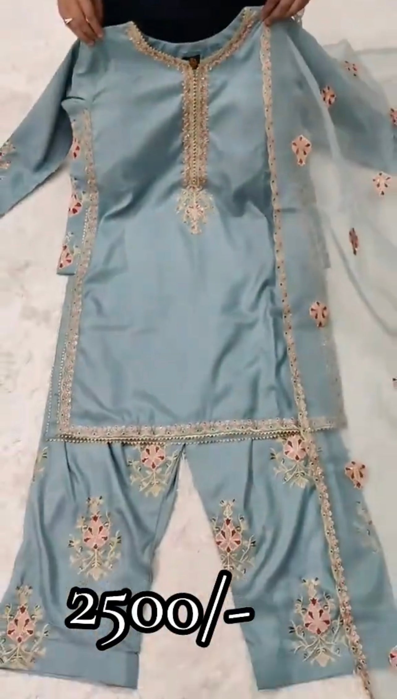 3 Piece Stitched Embroidered Dress