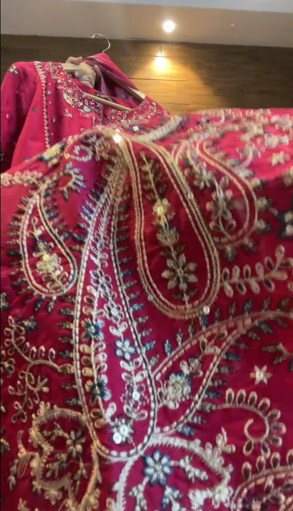 Pink Embroidered 3 Piece Dress