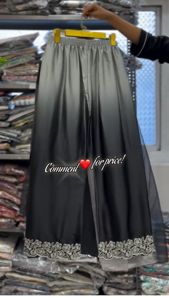 Stunning Satin Dual Shade Embroidered 3Pcs Dress